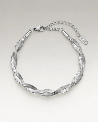 Silverfärgat armband – Twisted Flat Snake Armband 4mm i silverfärg | Callisto Jewellery