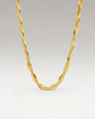 Twisted Flat Snake Choker 18K Guldpläterat 4mm
