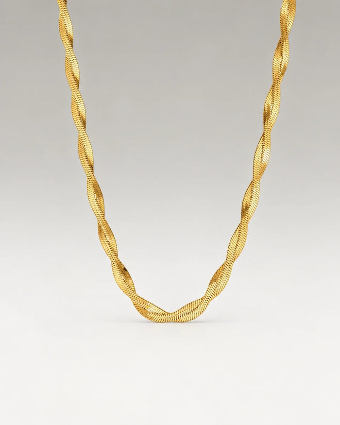 Twisted Flat Snake Choker 18K Guldpläterat 4mm