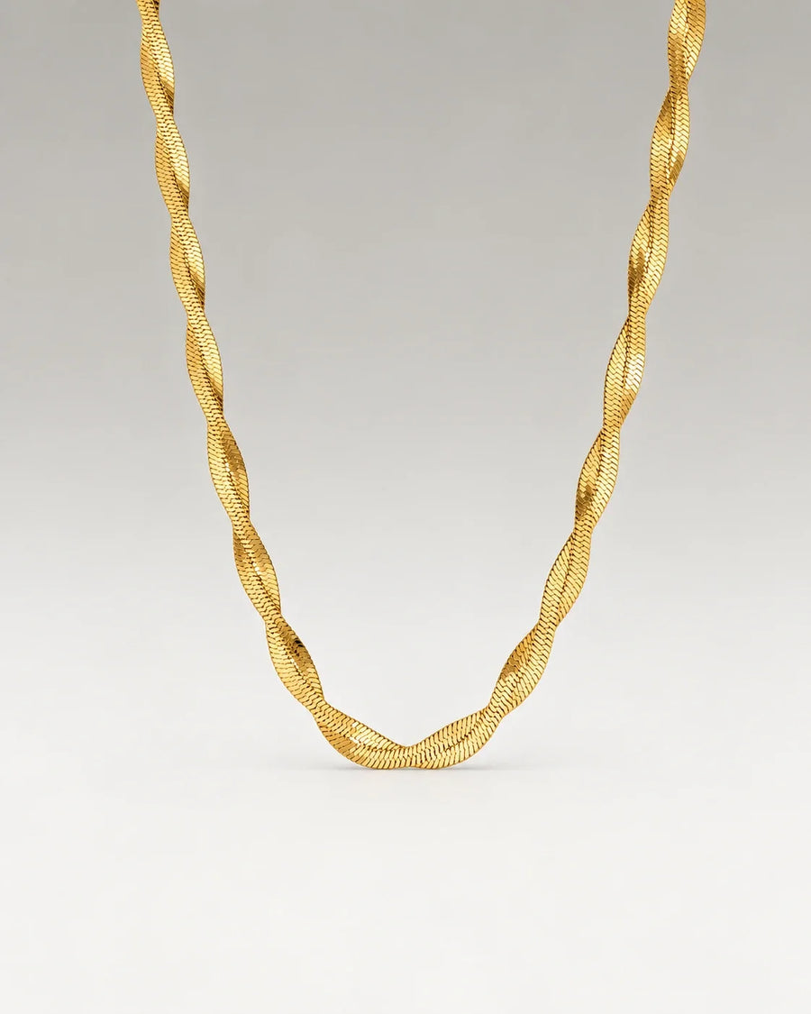 Twisted Flat Snake Choker 18K Guldpläterat 4mm