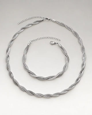 Twisted Flat Snake Choker + Armband Smyckesset