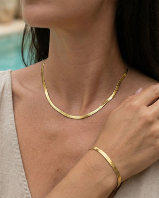 Flat Snake Choker 18K Guldpläterat 4mm
