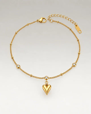 Heart Charm Ankelkedja 18K Guldpläterat