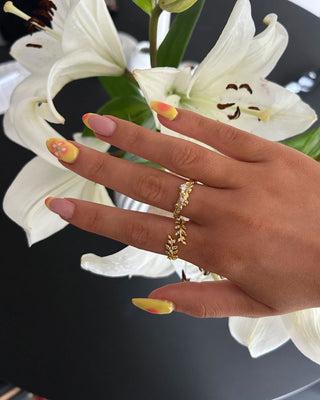 Zirconia Leaf Ring 18K Guldpläterat