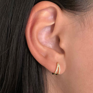 Small Double Zirconia Hoops 18K Guldpläterat