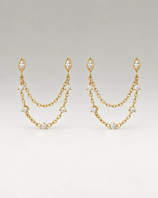Crystal Chain Stiftörhängen 18K Guldpläterat