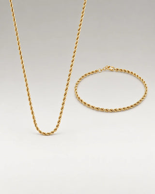 Rope Choker + Armband Smyckesset 18K Guldpläterat
