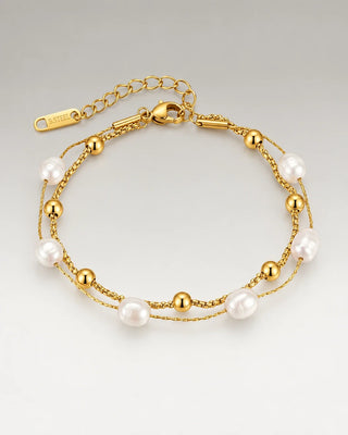 Natural Pearl Layer Armband 18K Guldpläterat