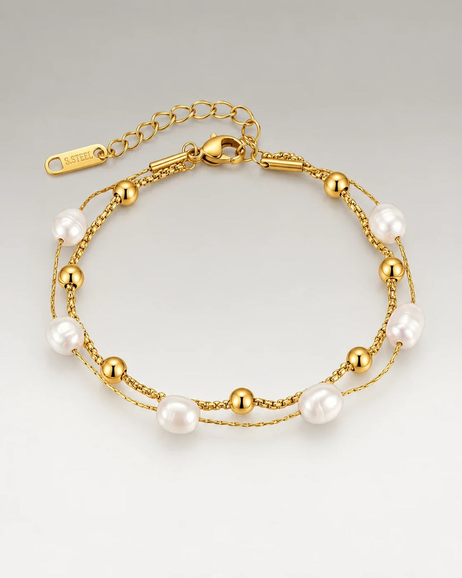 Natural Pearl Layer Armband 18K Guldpläterat