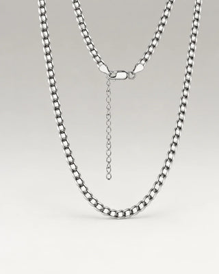 Silverfärgat halsband – Panzer Flat Halskedja 3mm i silverfärg | Callisto Jewellery