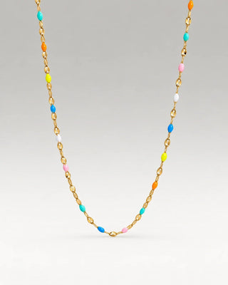 Guldhalsband – Pastel Rainbow Halskedja i 18K guldplätering | Callisto Jewellery