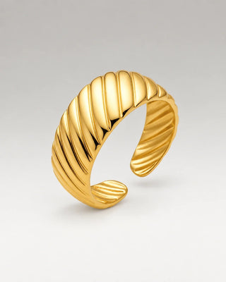 Riflad Ring 18K Guldpläterat