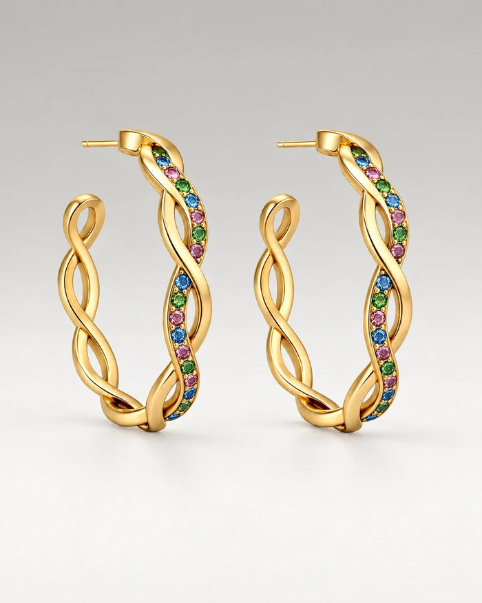 Round Wave Multi Hoops 18K Guldpläterat