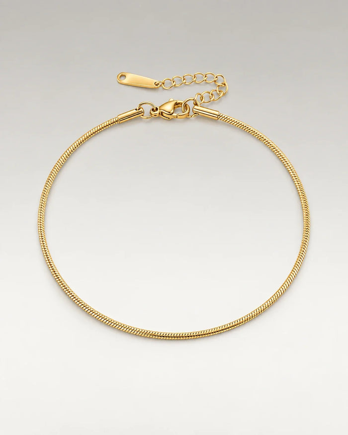 Round Snake Ankelkedja 18K Guldpläterat 1.5mm