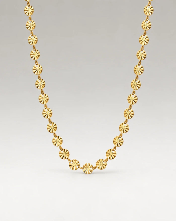 Round Sunburst Choker 18K Guldpläterat 4mm