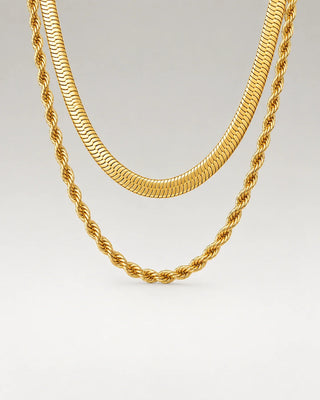 Snake Choker + Rope Smyckesset 18K Guldpläterat 2mm