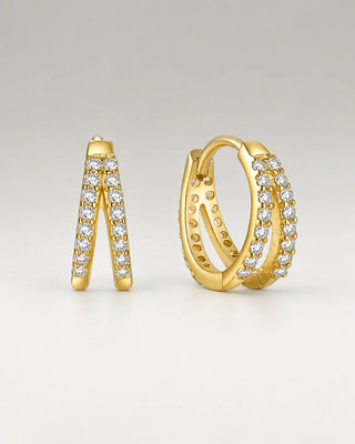 Small Double Zirconia Hoops 18K Guldpläterat