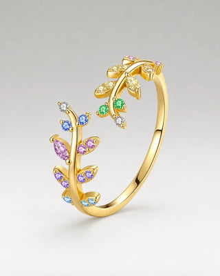 Summer Zirconia Leaf Ring 18K Guldpläterat