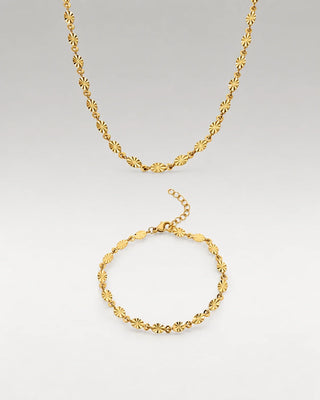 Sunburst Choker + Armband Smyckesset 18K Guldpläterat