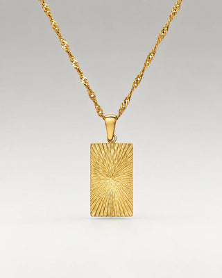 Square Sunburst Necklace 18K Guldpläterat