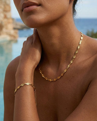 Sunburst Choker + Armband Smyckesset 18K Guldpläterat