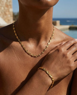 Sunburst Choker + Armband Smyckesset 18K Guldpläterat