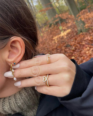 Sunburst Freshwater Pearl Örhängen 18K Guldbelagt