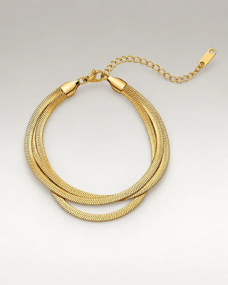 Triple Flat Snake Armband 18K Guldpläterat 9mm