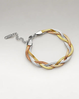 Triple Twisted Flat Snake Armband 18K Rosa/Guldpläterat 7mm