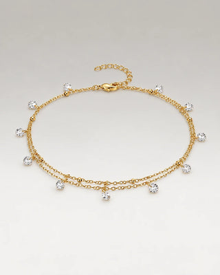 Zirconia Beads Ankelkedja 18K Guldpläterat