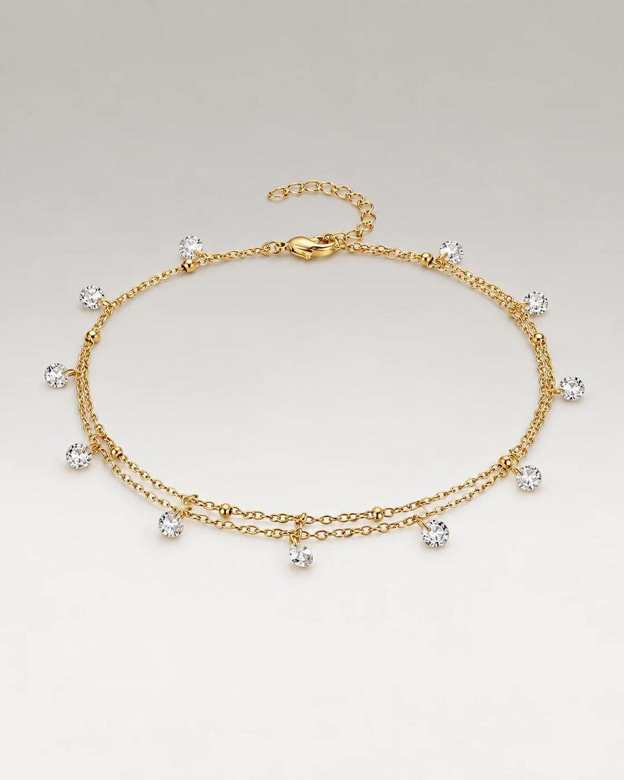 Zirconia Beads Ankelkedja 18K Guldpläterat