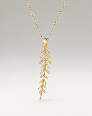Zirconia Leaf Halskedja 18K Guldpläterat