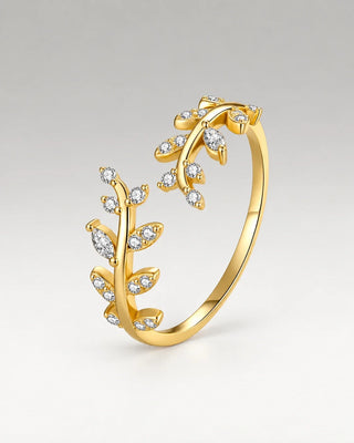 Zirconia Leaf Ring 18K Guldpläterat
