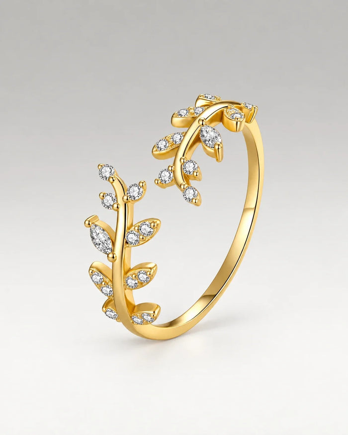 Zirconia Leaf Ring 18K Guldpläterat