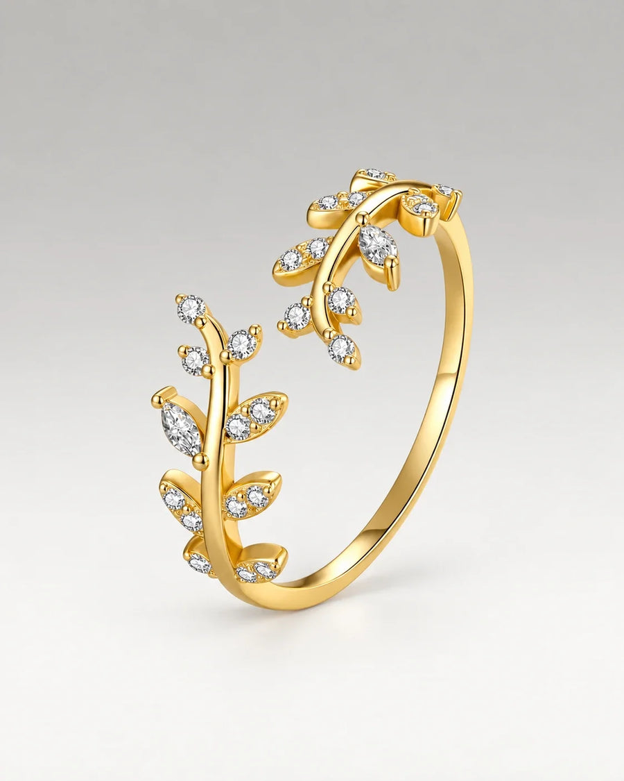 Zirconia Leaf Ring 18K Guldpläterat