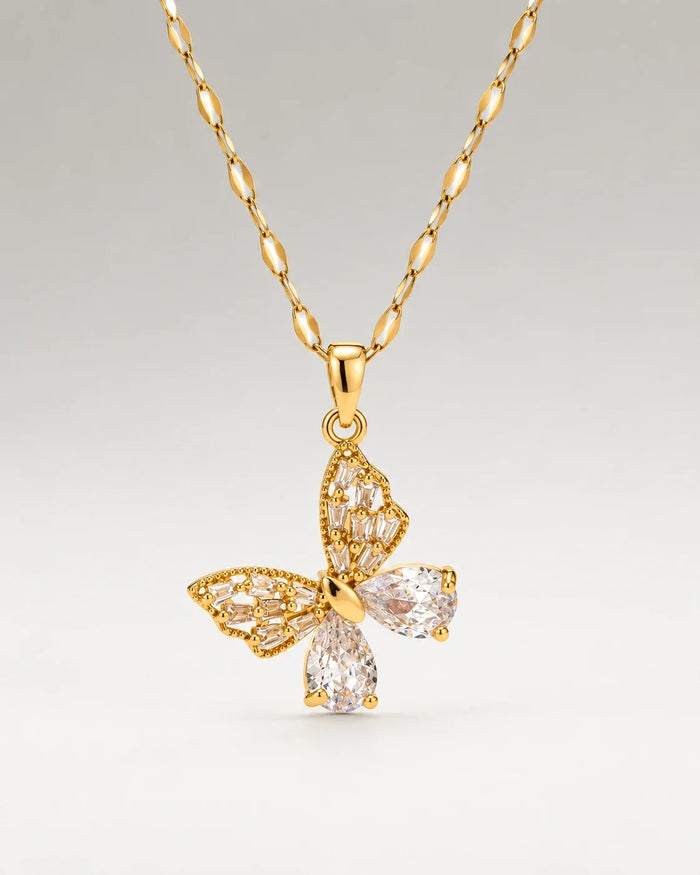 Zirconia Butterfly Halskedja 18K Guldpläterat
