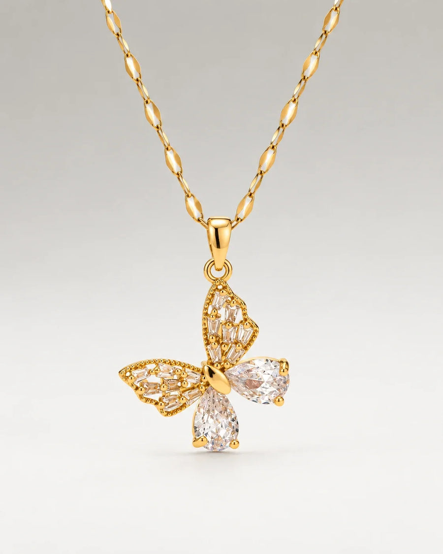 Zirconia Butterfly Halskedja 18K Guldpläterat